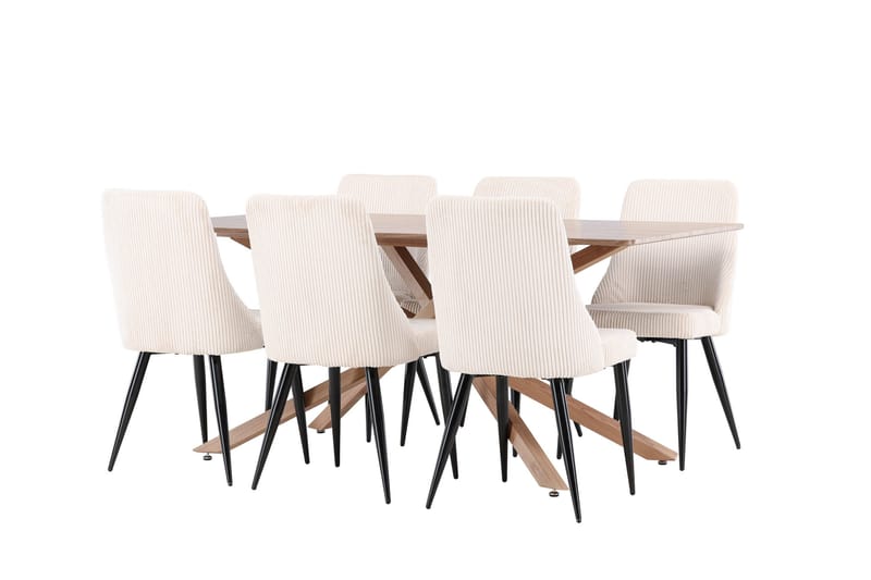 Piazza Matgrupp 180 cm Rektangulär med 6 Leone stolar - Mocca/Beige - Products - Möbler - Bord & matgrupp - Matgrupp