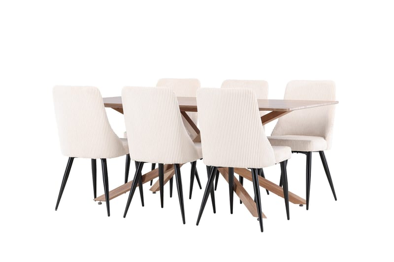 Piazza Matgrupp 180 cm Rektangulär med 6 Leone stolar - Mocca/Beige - Products - Möbler - Bord & matgrupp - Matgrupp