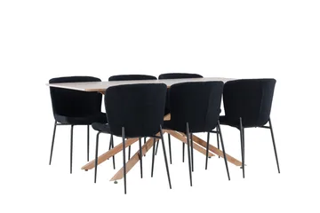 Piazza Matgrupp 180 cm Rektangulär med 6 Modesto stolar - Mocca/Svart - Products - Möbler - Bord & matgrupp - Matgrupp