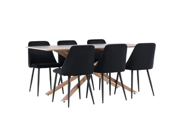 Piazza Matgrupp 180 cm Rektangulär med 6 Night stolar - Mocca/Svart - Products - Möbler - Bord & matgrupp - Matgrupp