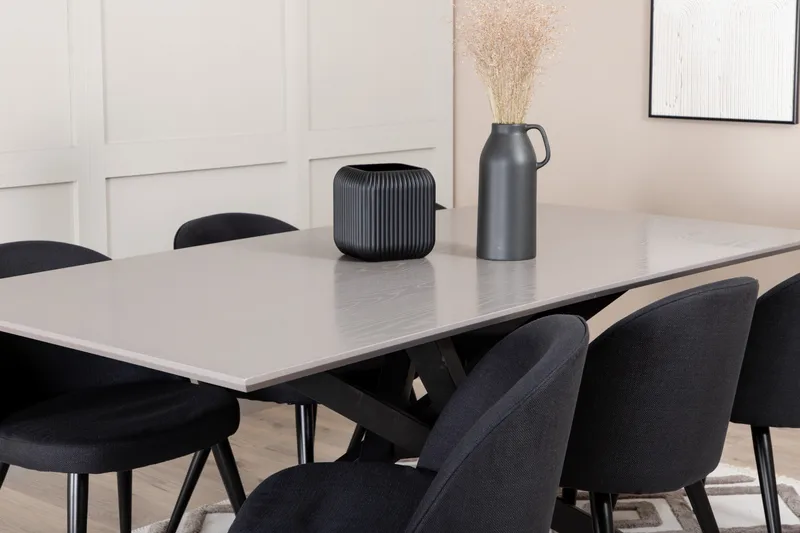 Piazza Matgrupp 180 cm Rektangulär med 6 Velvet stolar - Svart - Products - Möbler - Bord & matgrupp - Matgrupp