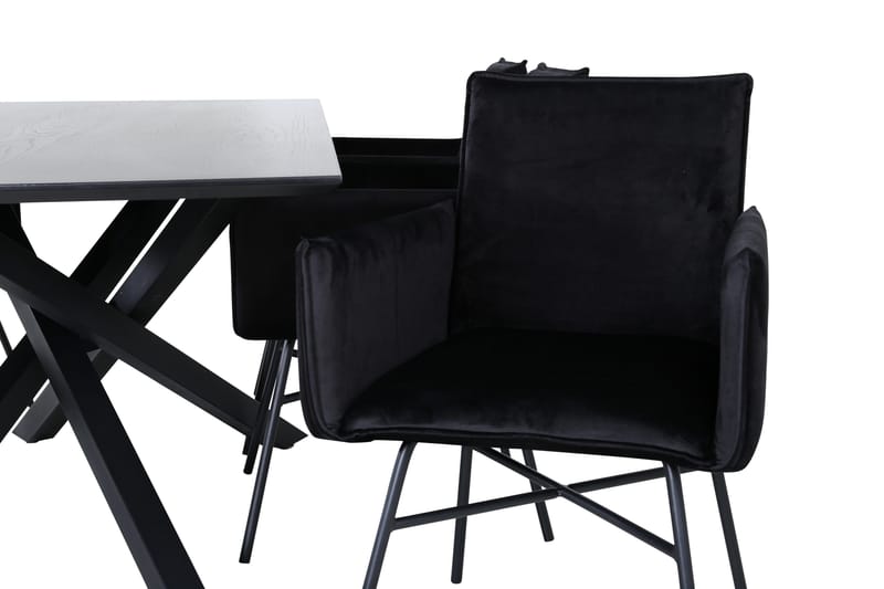 Piazza Matgrupp 180 cm Rektangulär med 6 Petra stolar - Svart - Products - Möbler - Bord & matgrupp - Matgrupp