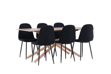 Piazza Matgrupp 180 cm Rektangulär med 6 Polar stolar - Mocca/Svart - Products - Möbler - Bord & matgrupp - Matgrupp