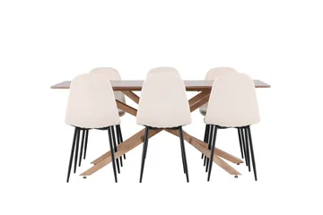 Piazza Matgrupp 180 cm Rektangulär med 6 Polar stolar - Mocca/Beige - Products - Möbler - Bord & matgrupp - Matgrupp