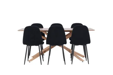 Piazza Matgrupp 180 cm Rektangulär med 6 Polar stolar - Mocca/Svart - Products - Möbler - Bord & matgrupp - Matgrupp