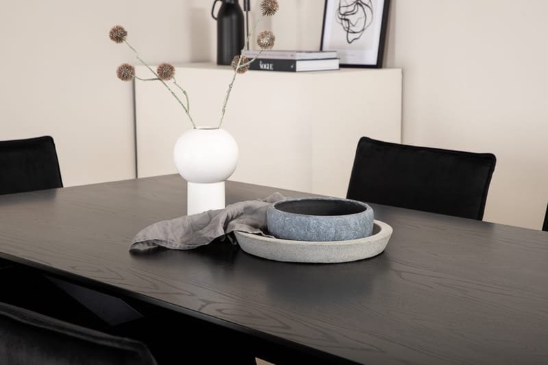 Piazza Matgrupp 180 cm Rektangulär med 6 Petra stolar - Svart - Products - Möbler - Bord & matgrupp - Matgrupp