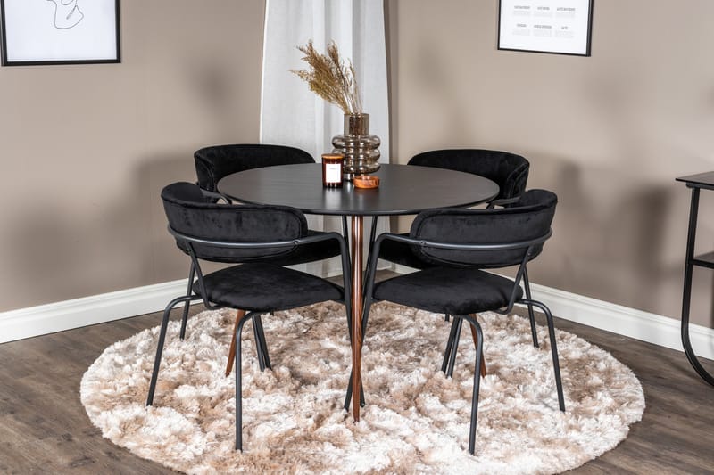 Plaza Matgrupp 100 cm Rund med 4 Arrow stolar - Svart - Products - Möbler - Bord & matgrupp - Matgrupp