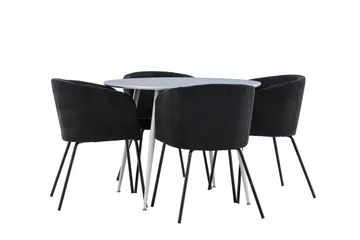 Plaza Matgrupp 100 cm Rund med 4 Berit stolar - Grå/Svart - Products - Möbler - Bord & matgrupp - Matgrupp