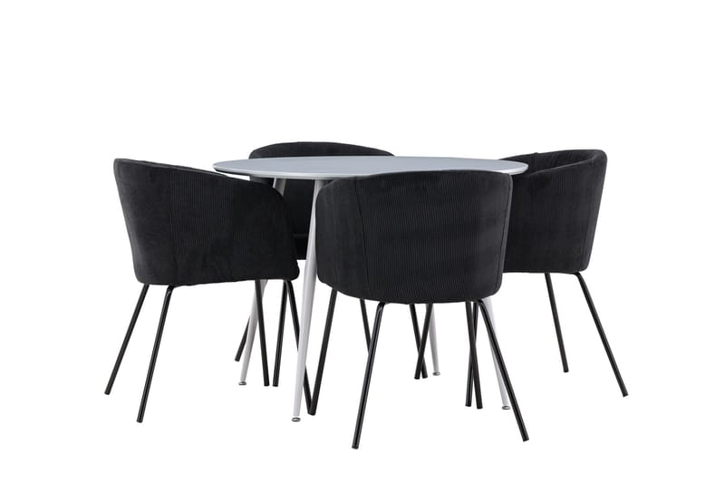 Plaza Matgrupp 100 cm Rund med 4 Berit stolar - Grå/Svart - Products - Möbler - Bord & matgrupp - Matgrupp