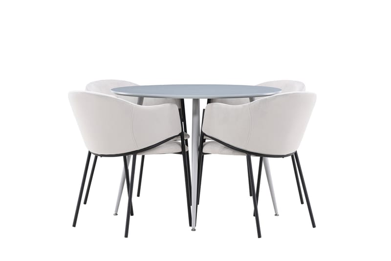Plaza Matgrupp 100 cm Rund med 4 Evelina stolar - Grå/Grå - Products - Möbler - Bord & matgrupp - Matgrupp