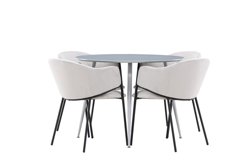 Plaza Matgrupp 100 cm Rund med 4 Evelina stolar - Grå/Grå - Products - Möbler - Bord & matgrupp - Matgrupp
