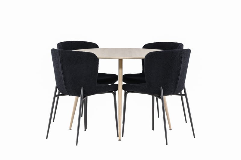 Plaza Matgrupp 100 cm Rund med 4 Modesto stolar - Whitewash/Svart - Products - Möbler - Bord & matgrupp - Matgrupp