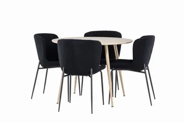 Plaza Matgrupp 100 cm Rund med 4 Modesto stolar - Whitewash/Svart - Products - Möbler - Bord & matgrupp - Matgrupp