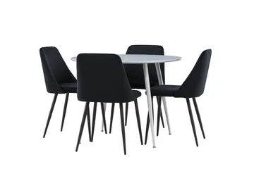 Plaza Matgrupp 100 cm Rund med 4 Night stolar - Grå/Svart - Products - Möbler - Bord & matgrupp - Matgrupp