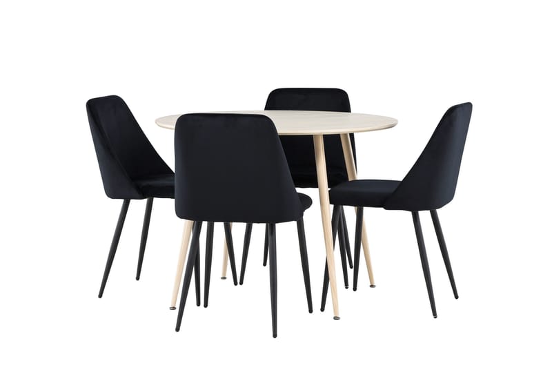 Plaza Matgrupp 100 cm Rund med 4 Night stolar - Whitewash/Svart - Products - Möbler - Bord & matgrupp - Matgrupp