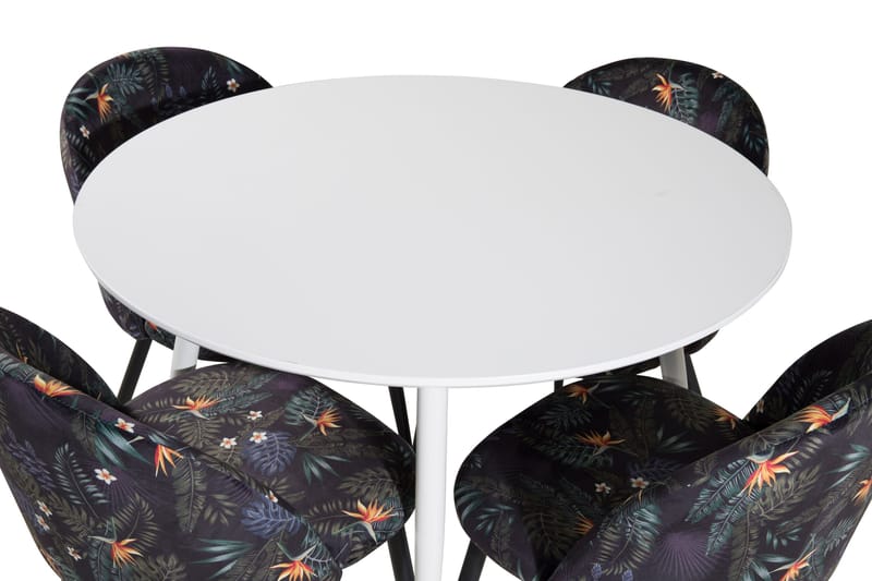 Plaza Matgrupp 100 cm Rund med 4 Velvet stolar - Svart - Products - Möbler - Bord & matgrupp - Matgrupp