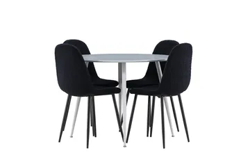 Plaza Matgrupp 100 cm Rund med 4 Polar stolar - Grå/Svart - Products - Möbler - Bord & matgrupp - Matgrupp