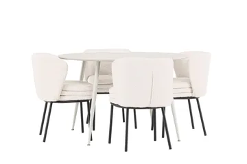 Plaza Matgrupp 120 cm Rund med 4 Agnes stolar - Beige/Vit - Products - Möbler - Bord & matgrupp - Matgrupp