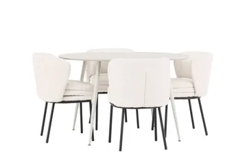 Plaza Matgrupp 120 cm Rund med 4 Agnes stolar - Beige/Vit - Products - Möbler - Bord & matgrupp - Matgrupp