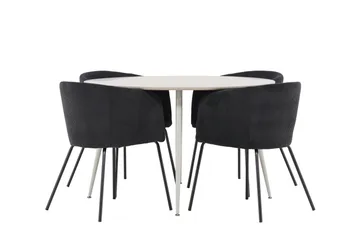 Plaza Matgrupp 120 cm Rund med 4 Berit stolar - Beige/Svart - Products - Möbler - Bord & matgrupp - Matgrupp