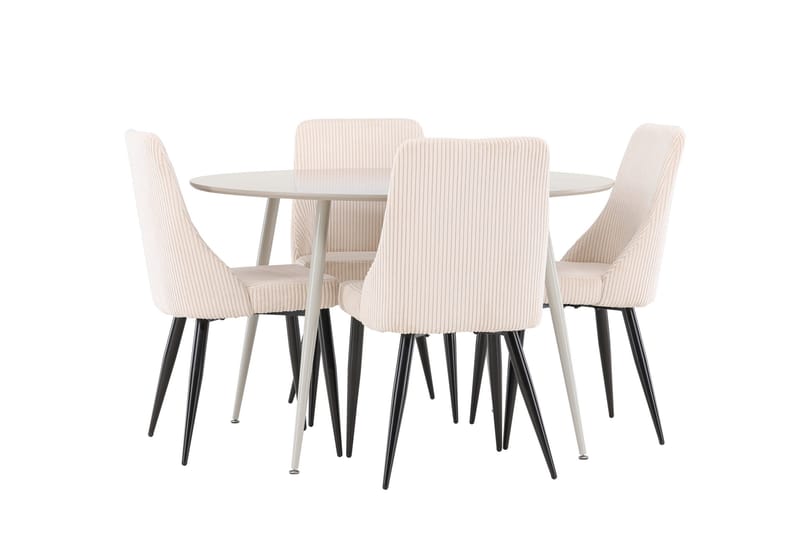 Plaza Matgrupp 120 cm Rund med 4 Leone stolar - Beige/Beige - Products - Möbler - Bord & matgrupp - Matgrupp