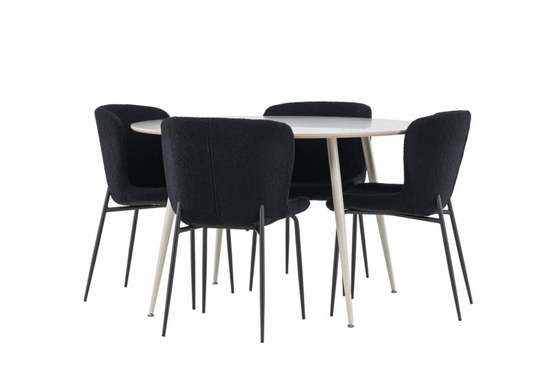 Plaza Matgrupp 120 cm Rund med 4 Modesto stolar - Beige/Svart - Products - Möbler - Bord & matgrupp - Matgrupp