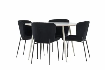 Plaza Matgrupp 120 cm Rund med 4 Modesto stolar - Beige/Svart - Products - Möbler - Bord & matgrupp - Matgrupp