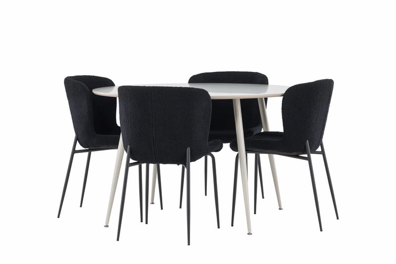 Plaza Matgrupp 120 cm Rund med 4 Modesto stolar - Beige/Svart - Products - Möbler - Bord & matgrupp - Matgrupp