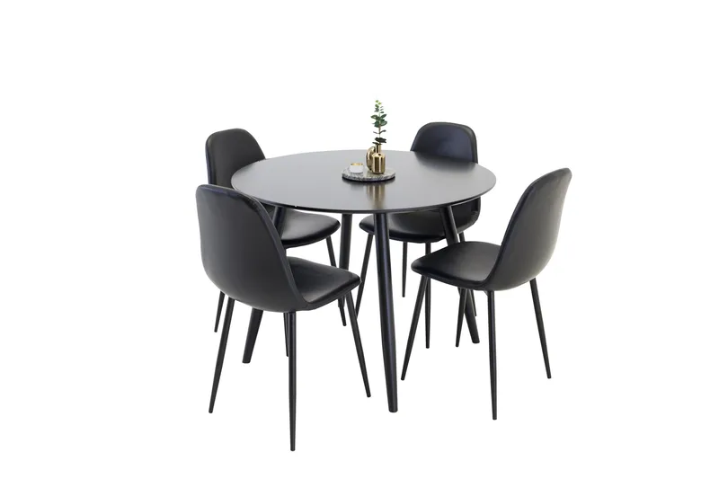 Polar Matgrupp 100 cm Rund med 4 Polar stolar - Svart - Products - Möbler - Bord & matgrupp - Matgrupp