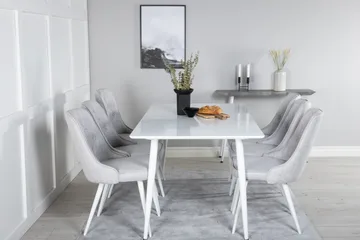 Polar Matgrupp 180 cm Rektangulär med 6 Velvet Deluxe stolar - Grå - Products - Möbler - Bord & matgrupp - Matgrupp