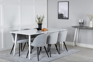 Polar Matgrupp 180 cm Rektangulär med 6 Velvet stolar - Svart - Products - Möbler - Bord & matgrupp - Matgrupp