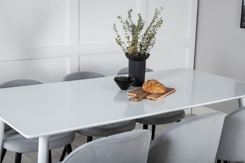 Polar Matgrupp 180 cm Rektangulär med 6 Velvet stolar - Svart - Products - Möbler - Bord & matgrupp - Matgrupp