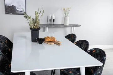 Polar Matgrupp 180 cm Rektangulär med 6 Velvet stolar - Svart - Products - Möbler - Bord & matgrupp - Matgrupp