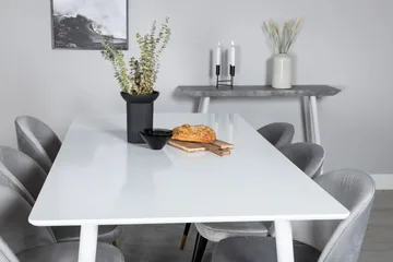 Polar Matgrupp 180 cm Rektangulär med 6 Velvet stolar - Svart/Guld - Products - Möbler - Bord & matgrupp - Matgrupp