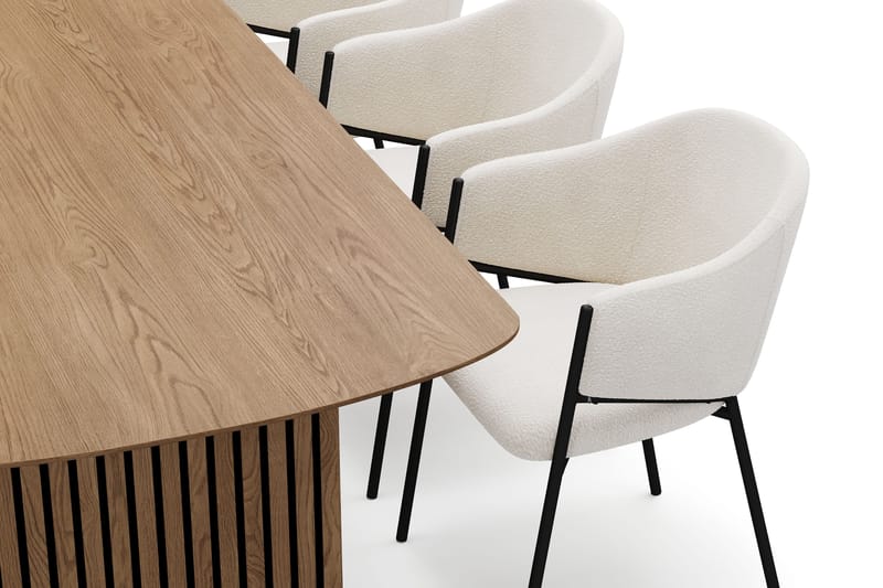 Richeto Matbord 180 cm med 6 Filip Matstolar - Naturlig finish / Vit Bouclé - Products - Möbler - Bord & matgrupp - Matgrupp