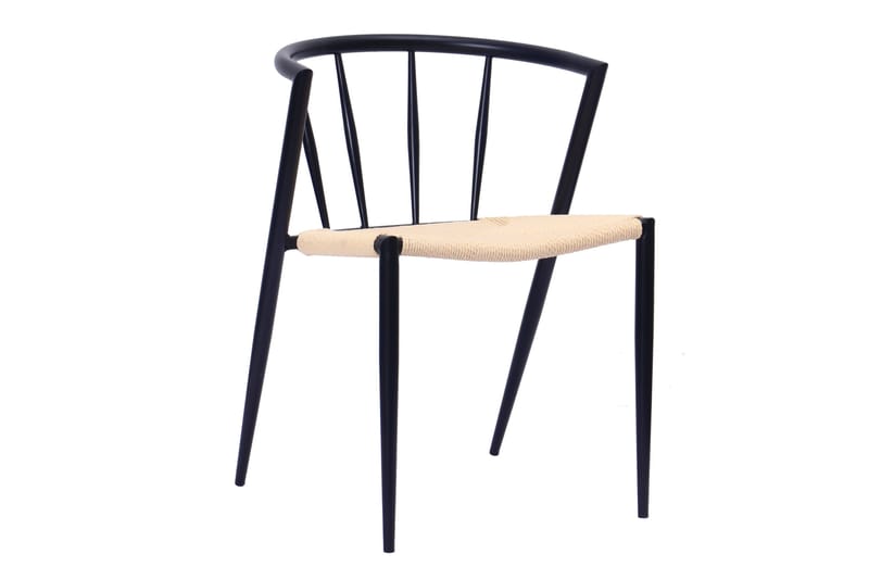 Richeto Matbord 180 cm med 6 Winston Matstolar - Naturlig finish / Beige / Metallben Svart - Products - Möbler - Bord & matgrupp - Matgrupp