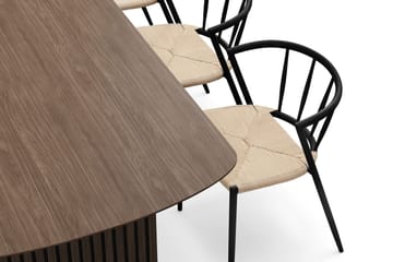 Richeto Matbord 180 cm med 6 Winston Matstolar - Rökt ek / Beige / Metallben Svart - Products - Möbler - Bord & matgrupp - Matgrupp