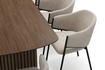 Richeto Matbord 240 cm med 8 Filip Matstolar - Rökt ek / Taupe Bouclé - Products - Möbler - Bord & matgrupp - Matgrupp