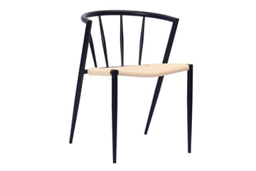 Richeto Matbord 240 cm med 8 Winston Matstolar - Naturlig finish / Beige / Metallben Svart - Products - Möbler - Bord & matgrupp - Matgrupp