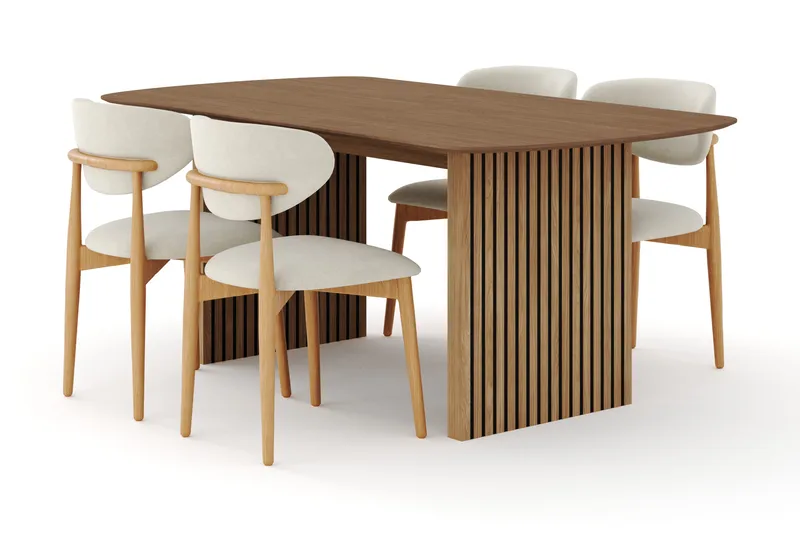Richeto Matgrupp 180 cm Ek med 4 Molly Matstolar, Ek/Beige