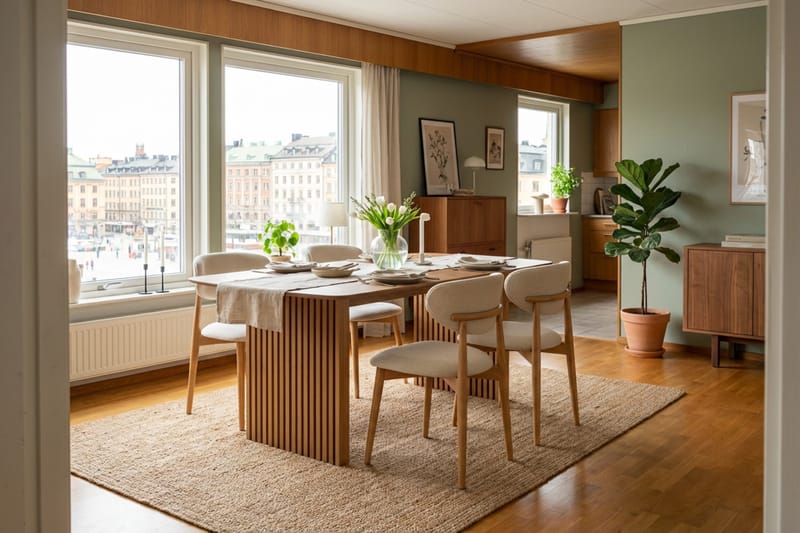 Richeto Matgrupp 180 cm Ek med 4 Molly Matstolar - Ek/Beige - Products - Möbler - Bord & matgrupp - Matgrupp