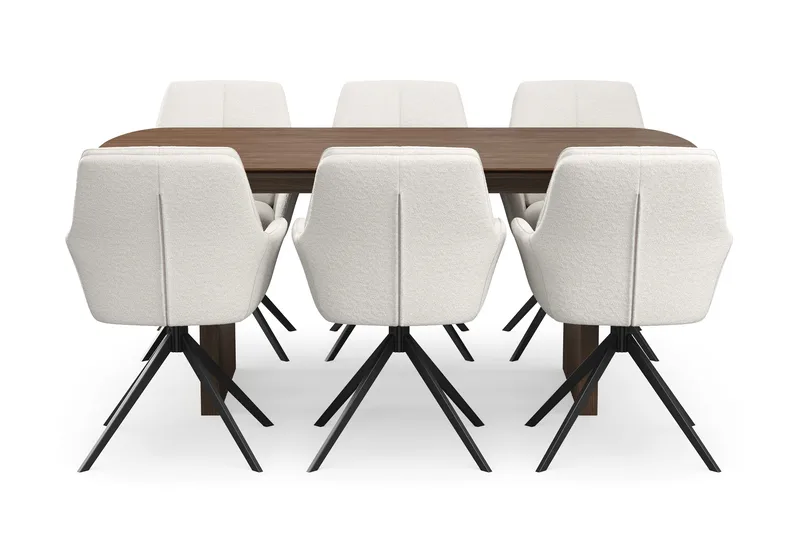 Richeto Matgrupp 180 cm med 6 Torsby Snurrstolar - Rökt ek/Ljusbeige - Products - Möbler - Bord & matgrupp - Matgrupp