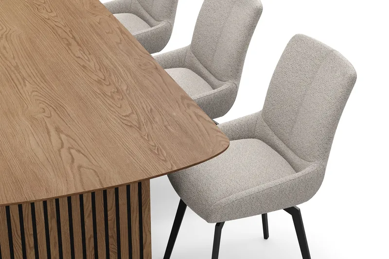 Richeto Matgrupp 210 cm med 6 Mora Snurrstolar - Naturlig finish/Mörkbeige - Products - Möbler - Bord & matgrupp - Matgrupp