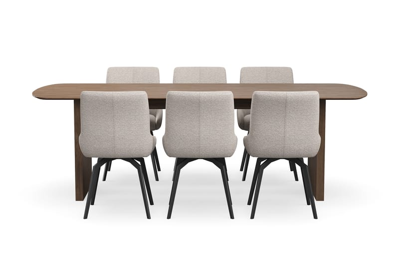 Richeto Matgrupp 240 cm med 6 Mora Snurrstolar - Rökt ek/Mörkbeige - Products - Möbler - Bord & matgrupp - Matgrupp