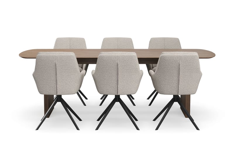Richeto Matgrupp 240 cm med 6 Torsby Snurrstolar - Rökt ek/Mörkbeige - Products - Möbler - Bord & matgrupp - Matgrupp