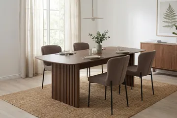 Richeto Matgrupp Rökt Ek 180 cm med 4 Elsie Matstolar - Rökt ek/Grå - Products - Möbler - Bord & matgrupp - Matgrupp