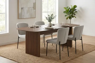 Richeto Matgrupp Rökt Ek 180 cm med 4 Elsie Matstolar - Rökt ek/Vit - Products - Möbler - Bord & matgrupp - Matgrupp