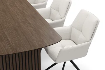 Richeto Matgrupp Rökt Ek 210 cm med 6 Torsby Snurrstolar - Rökt ek/Ljusbeige - Products - Möbler - Bord & matgrupp - Matgrupp