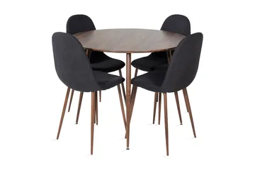 Ridones Matgrupp 100 cm Rund inkl 4 Ypas Stolar - Brun/Svart - Products - Möbler - Bord & matgrupp - Matgrupp