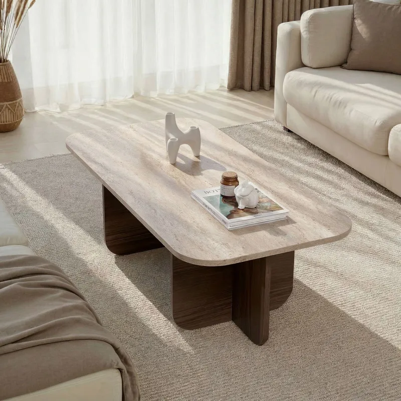 Salrin Soffbord 120x41x60 cm - Travertin, Venezia-valnöt - Products - Möbler - Bord & matgrupp - Soffbord